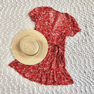Floral faux wrap dress